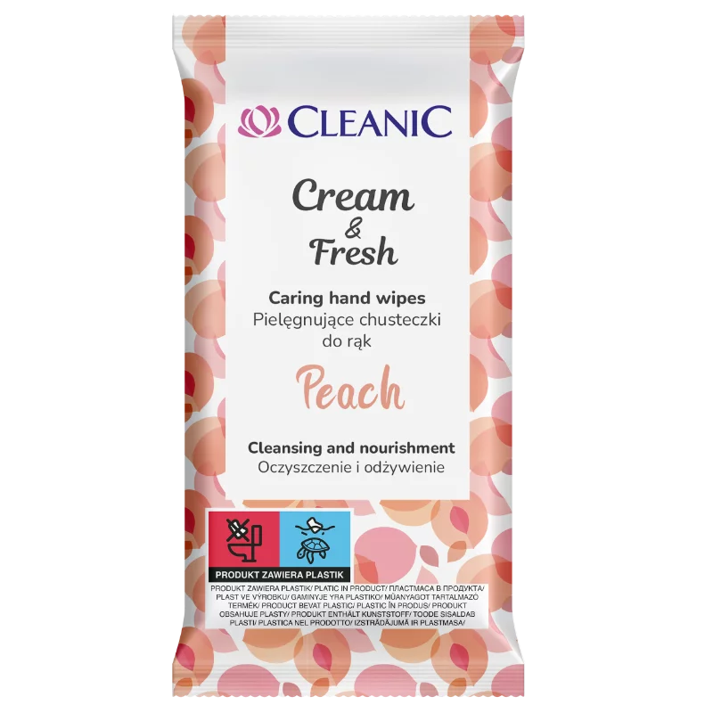 Cleanic frissítő törlőkendő 15 db-os Peach