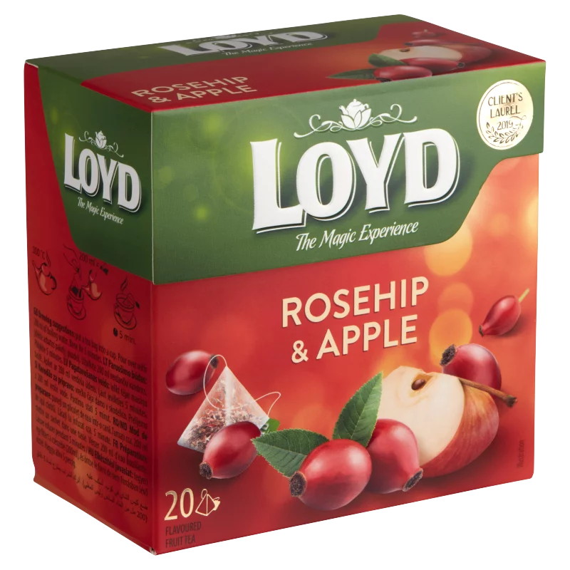 Loyd aromatizált filteres gyümölcstea csipkebogyóval és almával 20 filter 40 g