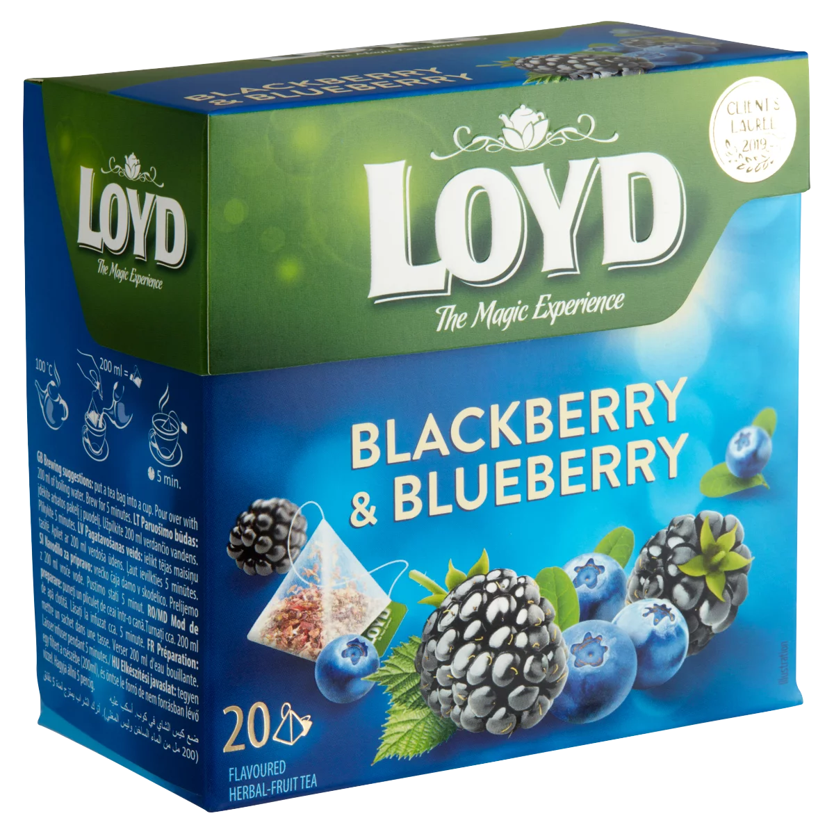 Loyd aromatizált filteres gyümölcstea fekete áfonya és szeder ízesítéssel 20 filter 40 g