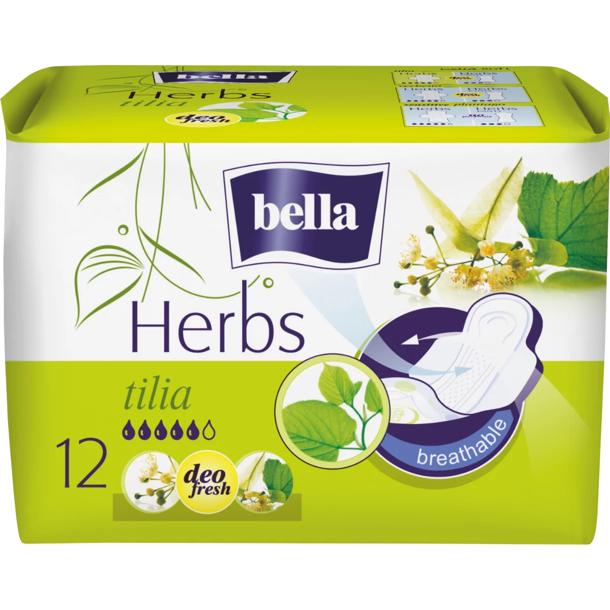 Bella Herbs egészségügyi betét 12db Hársfavirág