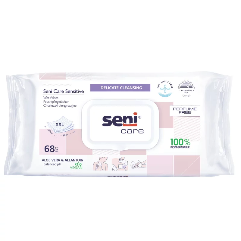 Seni Care nedves törlőkendő 68db Sensitive