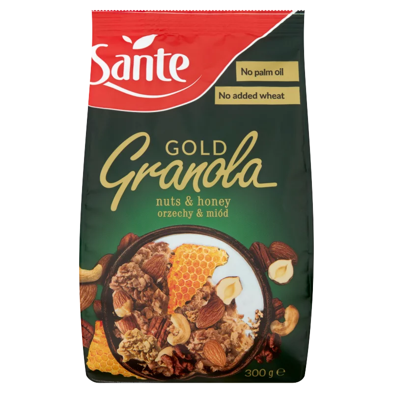 Sante Granola Gold teljes kiőrlésű gabonapelyhek olajos magokkal és mézzel 300 g