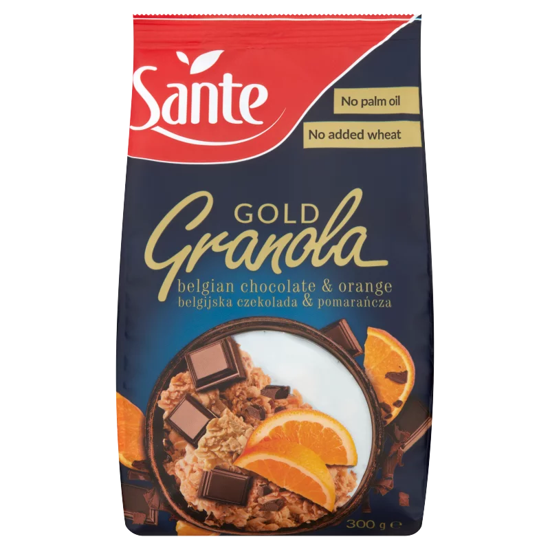 Sante Granola Gold teljes kiőrlésű gabonapelyhek belga csokoládéval és naranccsal 300 g