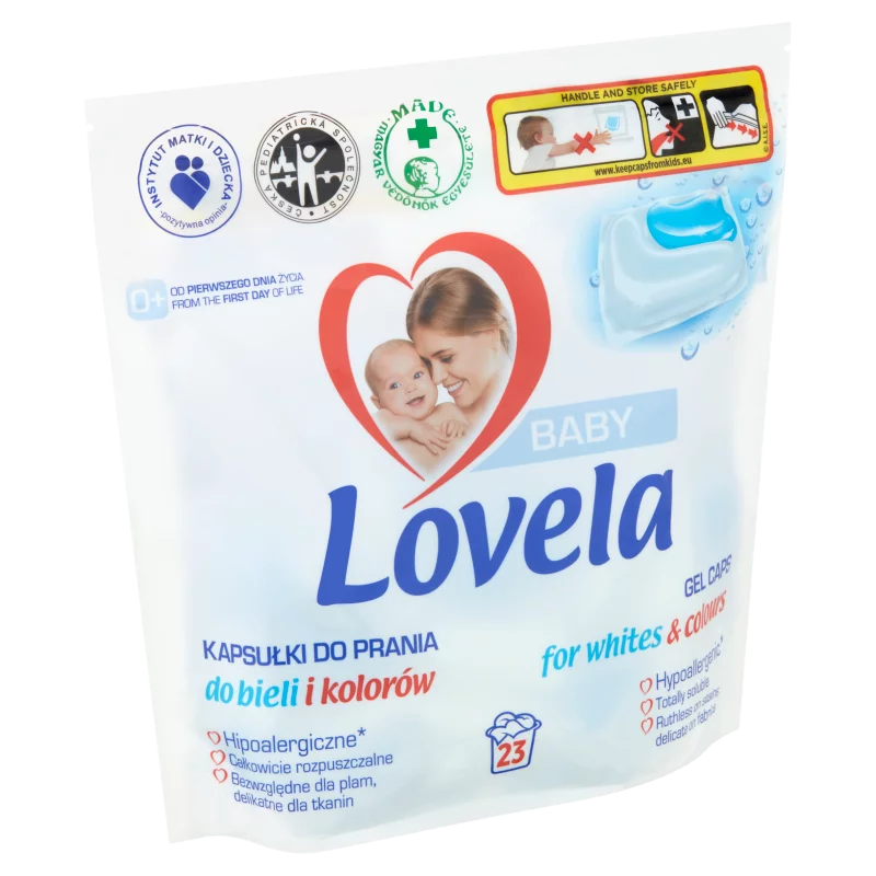 Lovela Baby mosókapszula fehér és színes ruhákhoz, babaruhákhoz és pelenkákhoz 23 mosás 499,1 g