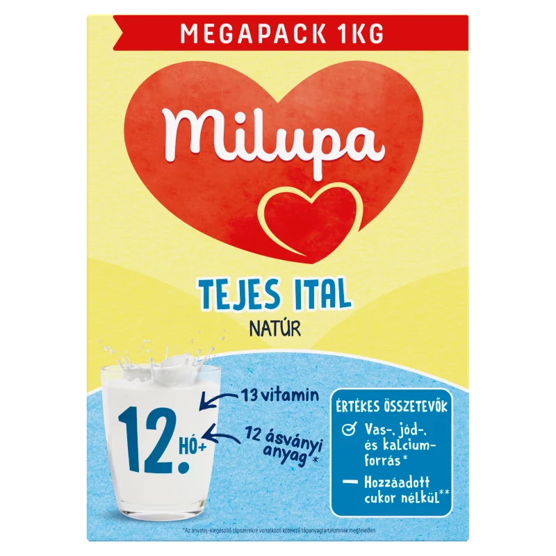 Milupa natúr tejes ital tejalapú anyatej-kiegészítő tápszer 12. hó+ 2 x 500 g (1000 g)