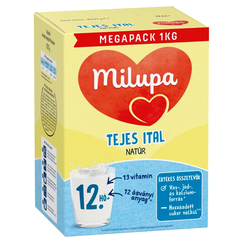 Milupa natúr tejes ital tejalapú anyatej-kiegészítő tápszer 12. hó+ 2 x 500 g (1000 g)