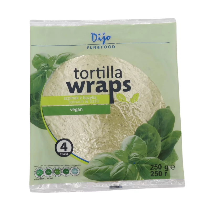 Dijo tortilla 250g 4db spenót és bazsalikom íz