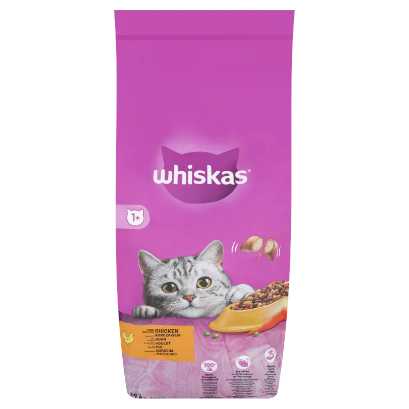 Whiskas 1+ teljes értékű szárazeledel felnőtt macskák számára csirkével 14 kg
