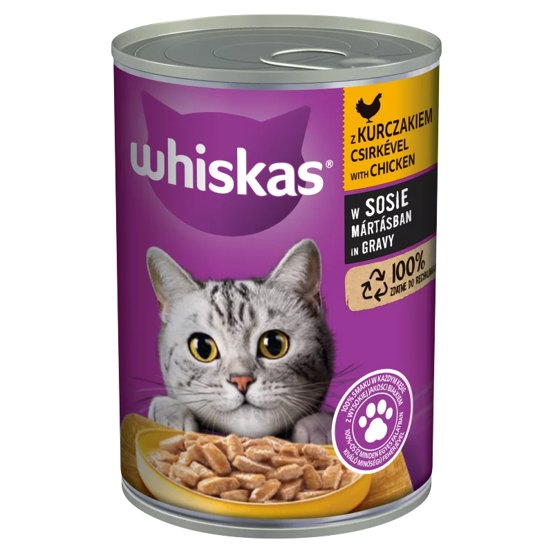 Whiskas teljes értékű nedves eledel felnőtt macskáknak csirkével aszpikban 400 g