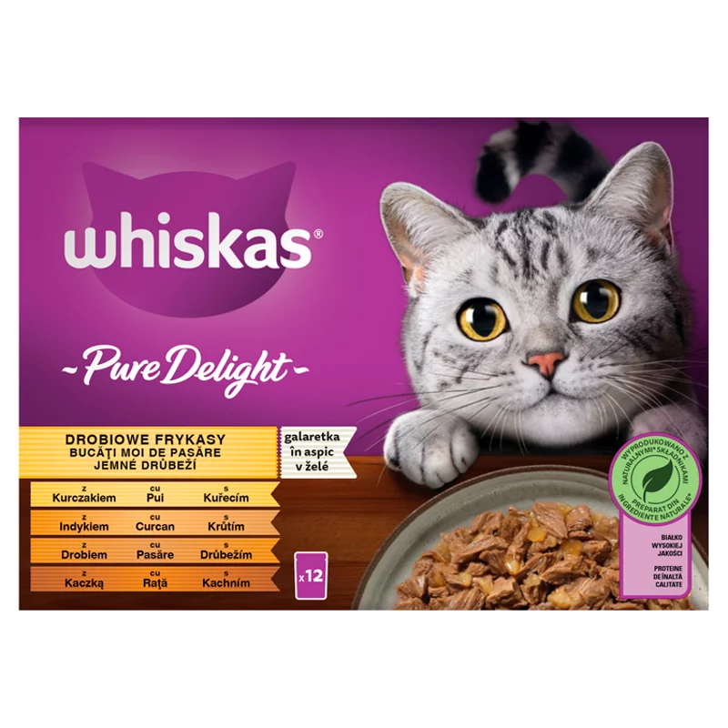 Whiskas Pure Delight teljes értékű nedves eledel felnőtt macskáknak 12 x 85 g (1,02 kg)