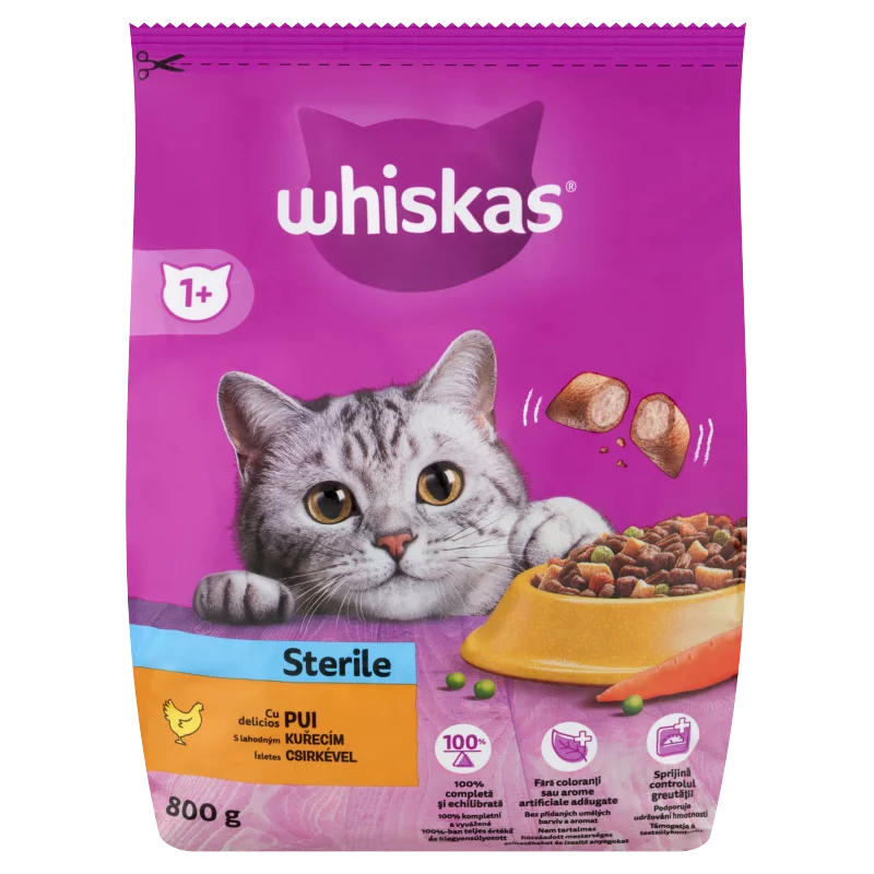 Whiskas Sterile teljes értékű szárazeledel felnőtt macskák számára csirkével 800 g