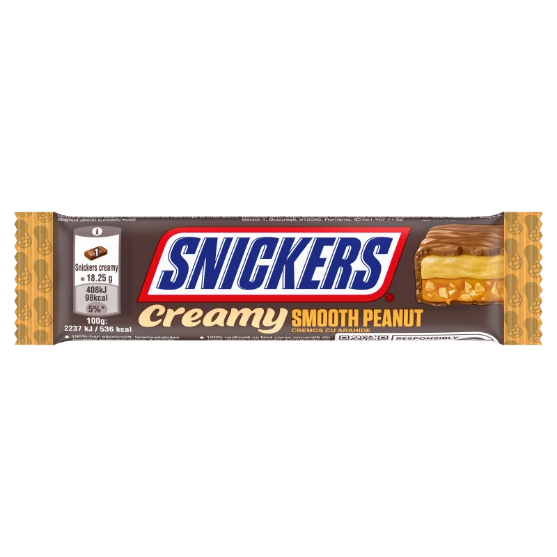 Snickers Creamy tejcsokoládé földimogyorókrémmel karamellával 2 x 18,25 g (36,5 g)