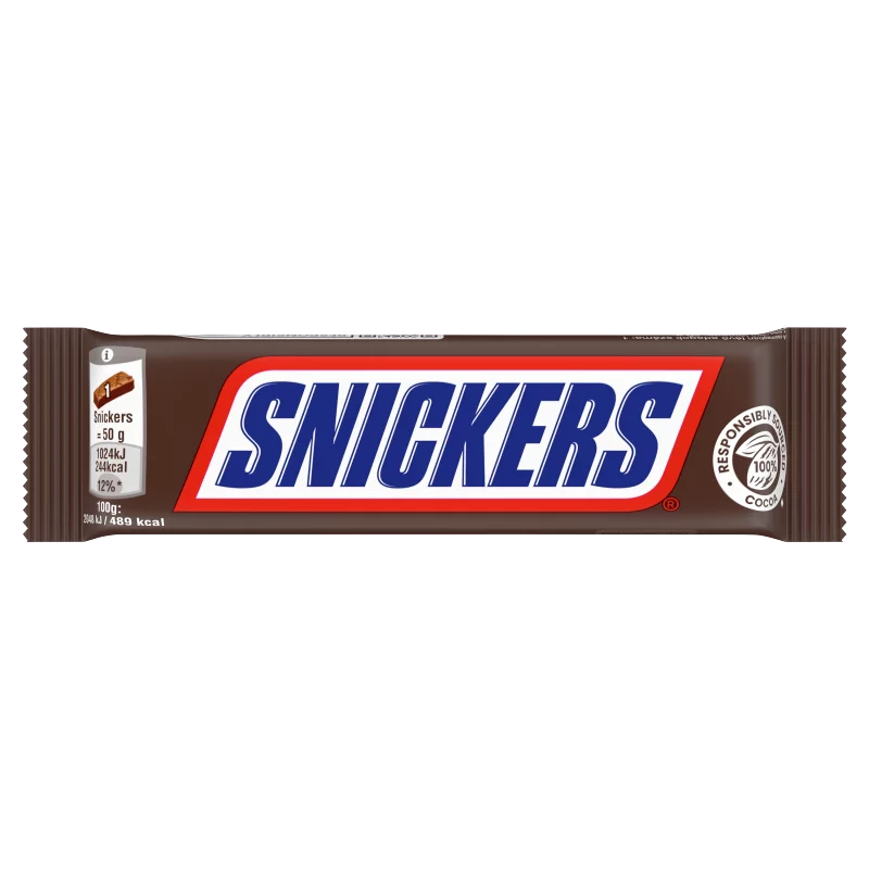 Snickers karamellás földimogyorós krémes szelet földimogyoró darabokkal tejcsokoládéba mártva 50 g 