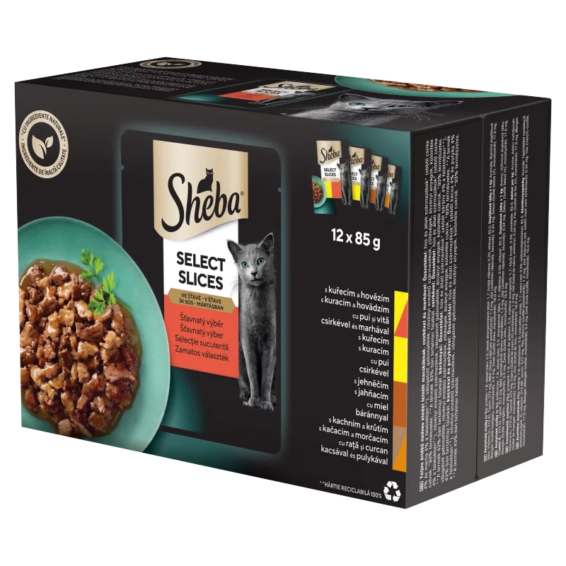 Sheba Select Slices Zamatos választék teljes értékű nedves eledel felnőtt macskáknak 12 x 85 g