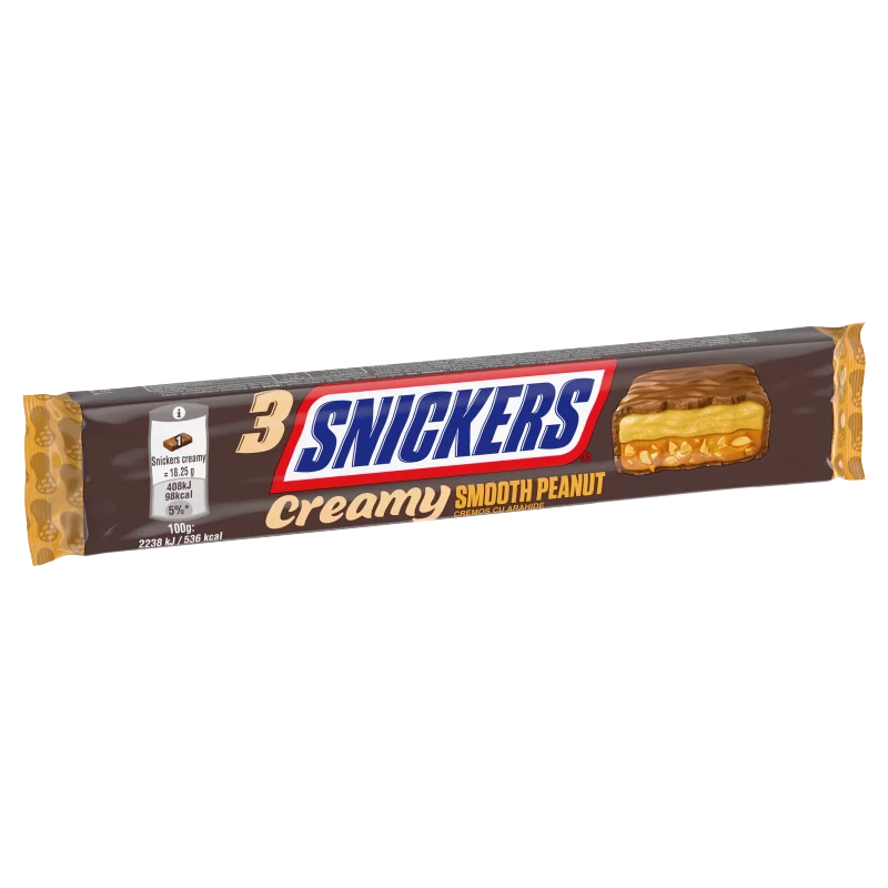 Snickers tejcsokoládé földimogyorókrémmel karamellával földimogyoró darabokkal 3 x 18,25 g (54,75 g)