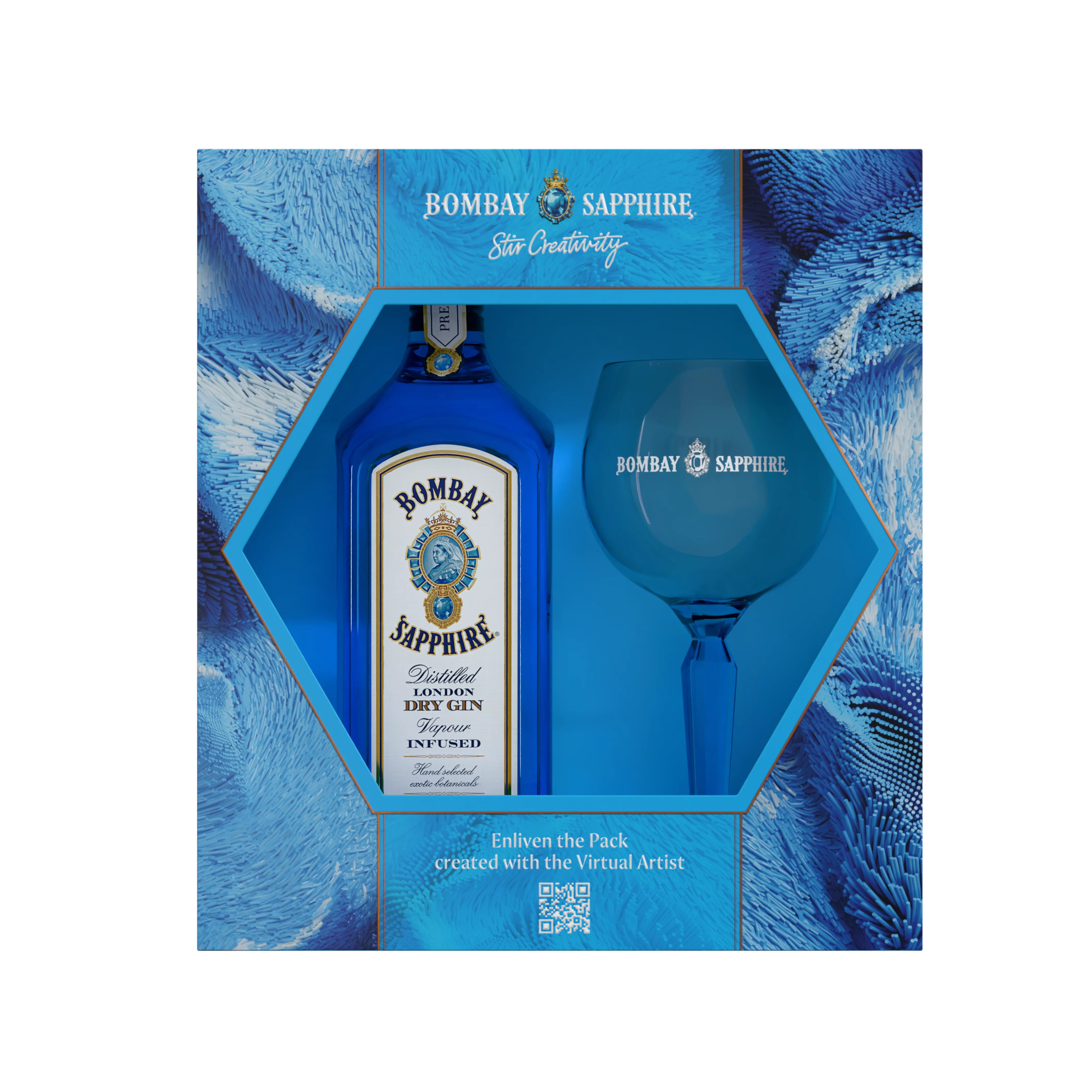 Bombay Sapphire gin 0,7l + pohár díszdobozban