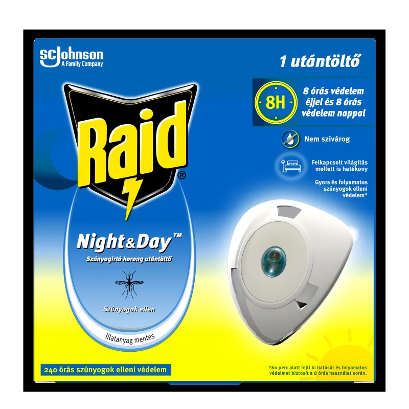 Raid Night & Day 240 órás szúnyog- és légyirtó korong utántöltő 2,25 g