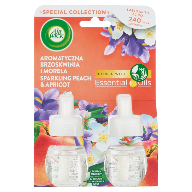 Air Wick Pezsgő őszibarack és sárgabarack elektromos utántöltő légfrissítő készülékhez 2 x 19 ml 