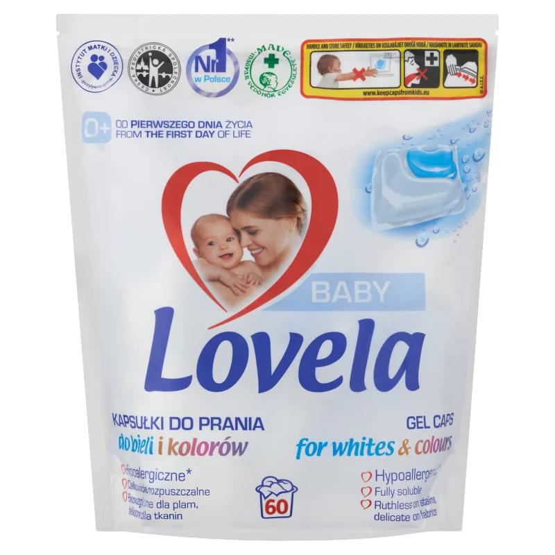 Lovela Baby mosókapszula fehér és színes ruhákhoz, babaruhákhoz és pelenkákhoz 60 mosás 1302 g