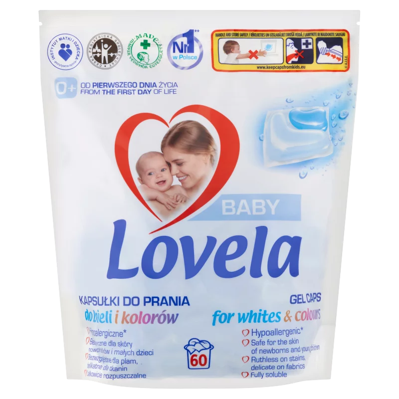 Lovela Baby mosókapszula fehér és színes ruhákhoz, babaruhákhoz és pelenkákhoz 60 mosás 1200 g 