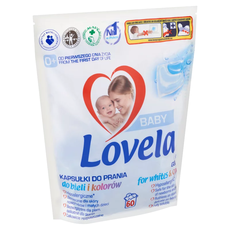 Lovela Baby mosókapszula fehér és színes ruhákhoz, babaruhákhoz és pelenkákhoz 60 mosás 1200 g 