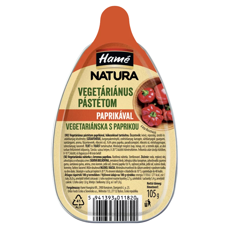 Hamé Natura vegetáriánus pástétom pirospaprikával 105 g