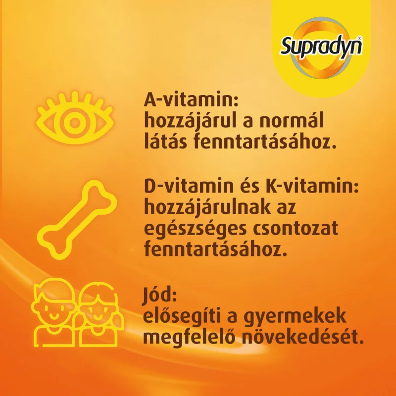 Supradyn Kids Complex multivitamin ásványi anyagokkal étrend-kiegészítő zselé 60 x 1,8 g (108 g)