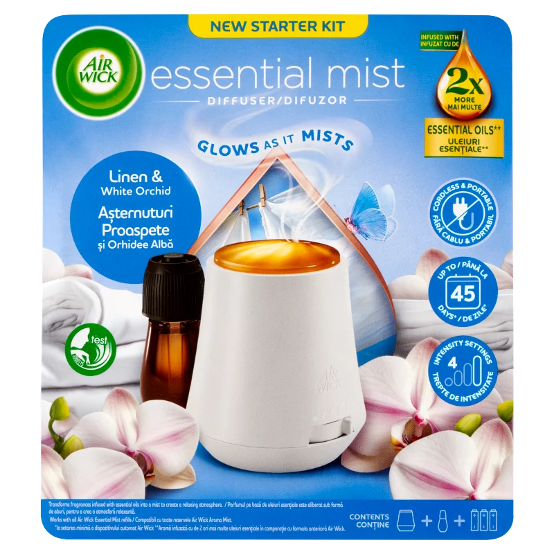 Air Wick Pamut és Fehér Orchidea aroma diffúzor készülék és utántöltő 20 ml