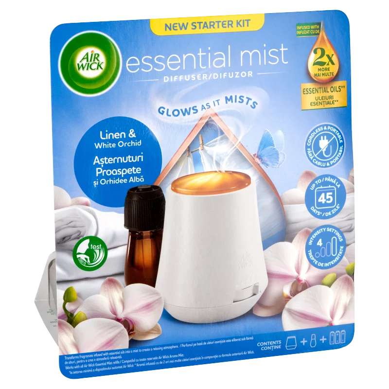 Air Wick Pamut és Fehér Orchidea aroma diffúzor készülék és utántöltő 20 ml
