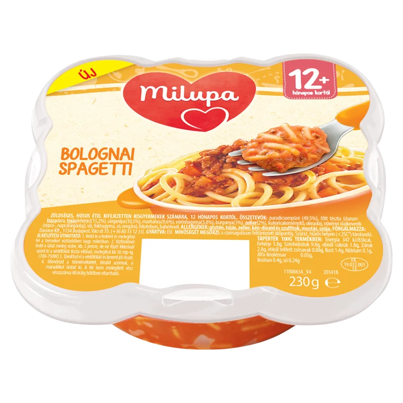 Milupa bolognai spagetti zöldséges, húsos étel kifejezetten kisgyermekek számára 12 hó+ 230 g