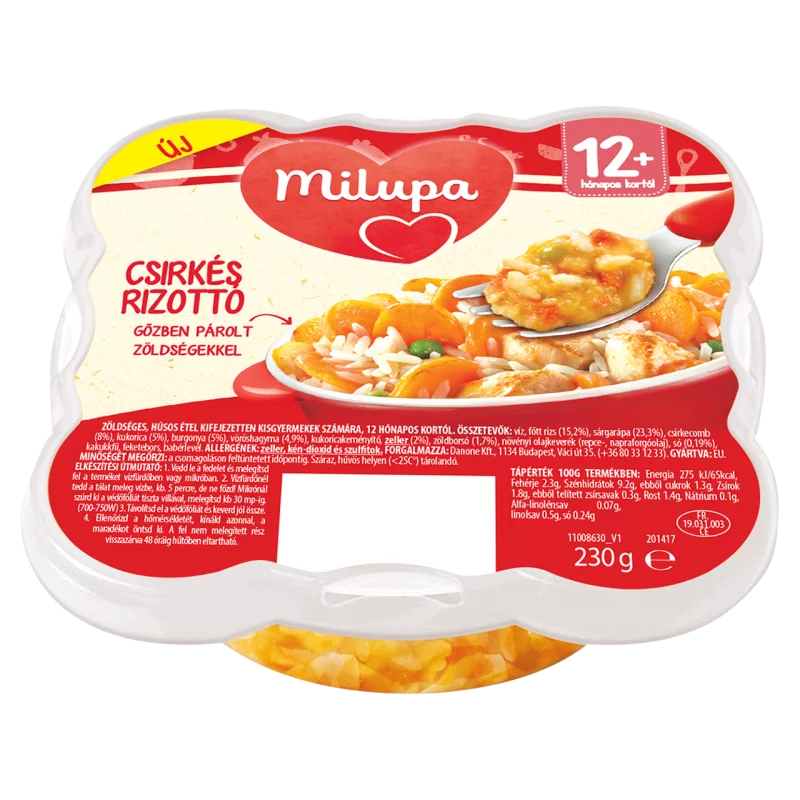 Milupa csirkés rizottó zöldséges, húsos étel kifejezetten kisgyermekek számára 12 hó+ 230 g