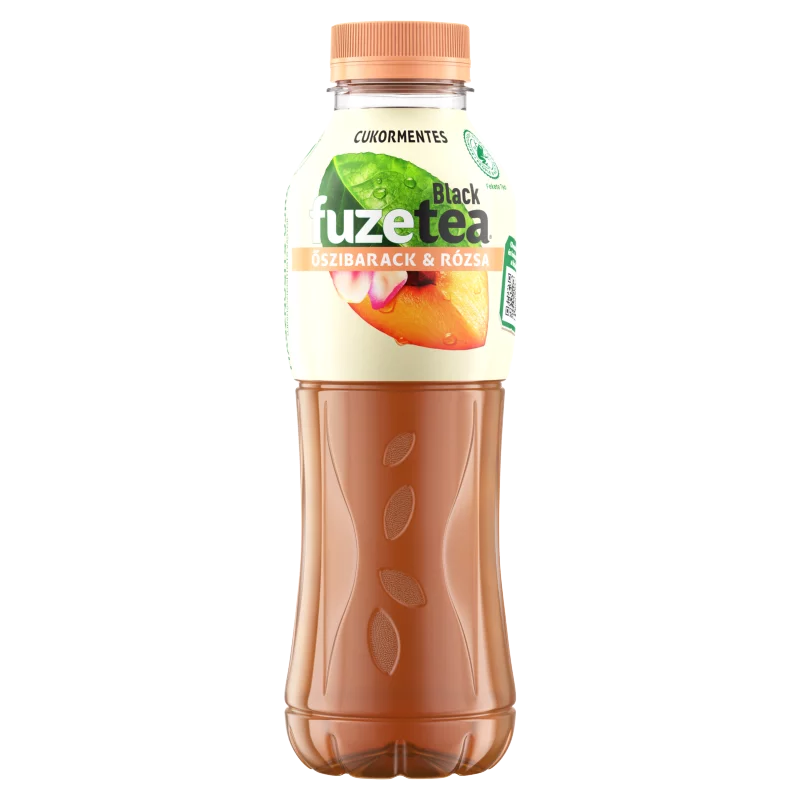 FuzeTea energiamentes, szénsavmentes őszibarack- és rózsaízű üdítőital fekete tea kivonattal 500 ml