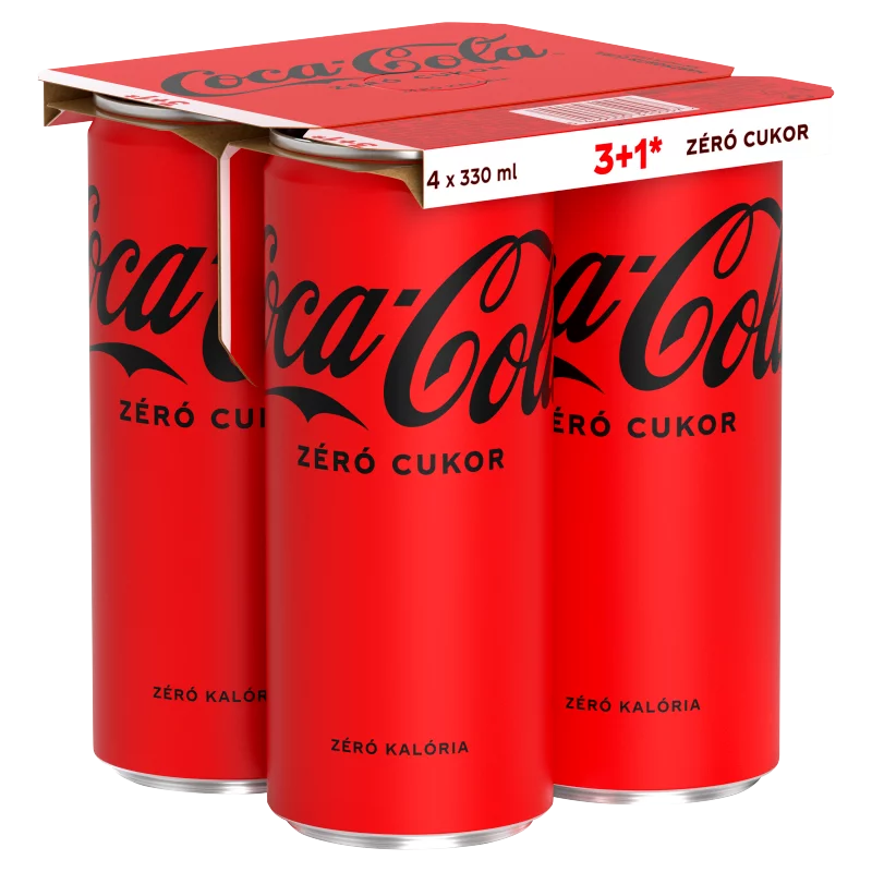 Coca-Cola Zero colaízű energiamentes szénsavas üdítőital édesítőszerekkel 4 x 330 ml