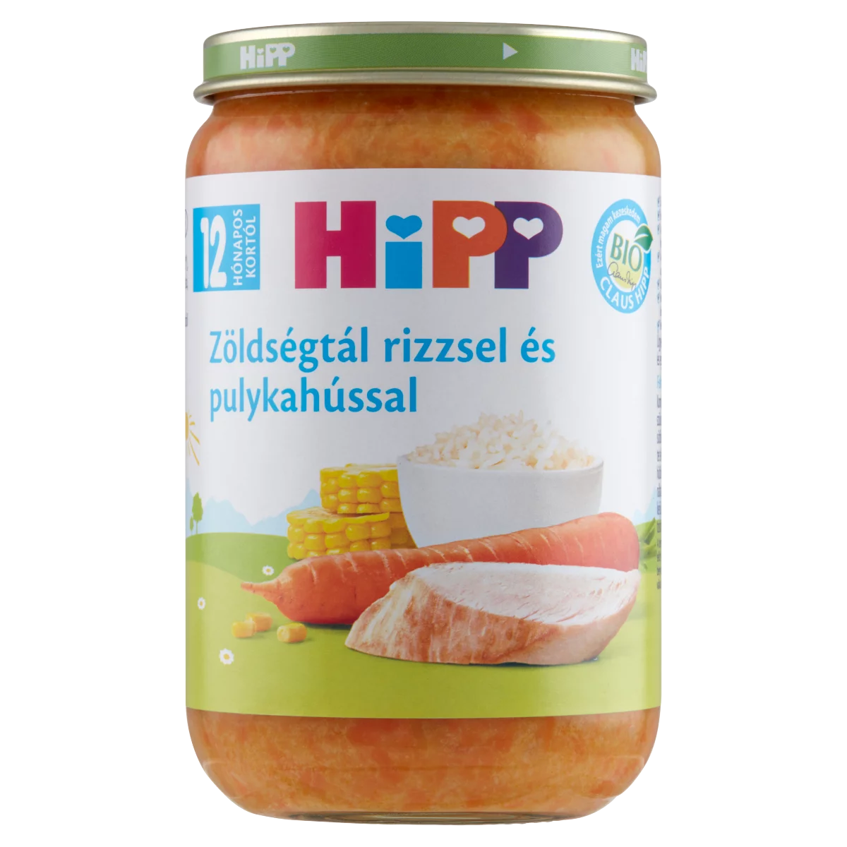 HiPP BIO zöldségtál rizzsel és pulykahússal bébiétel 12 hónapos kortól 220 g
