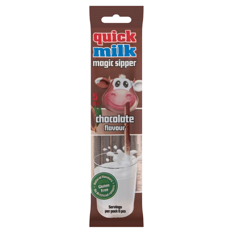 Quick Milk Magic Sipper csokoládé ízű cukordrazséval töltött szívószál 5 x 6 g (30 g)