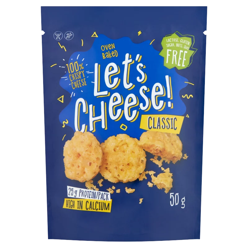 Let's Cheese! natúr, ropogós, sült sajt snack 50 g