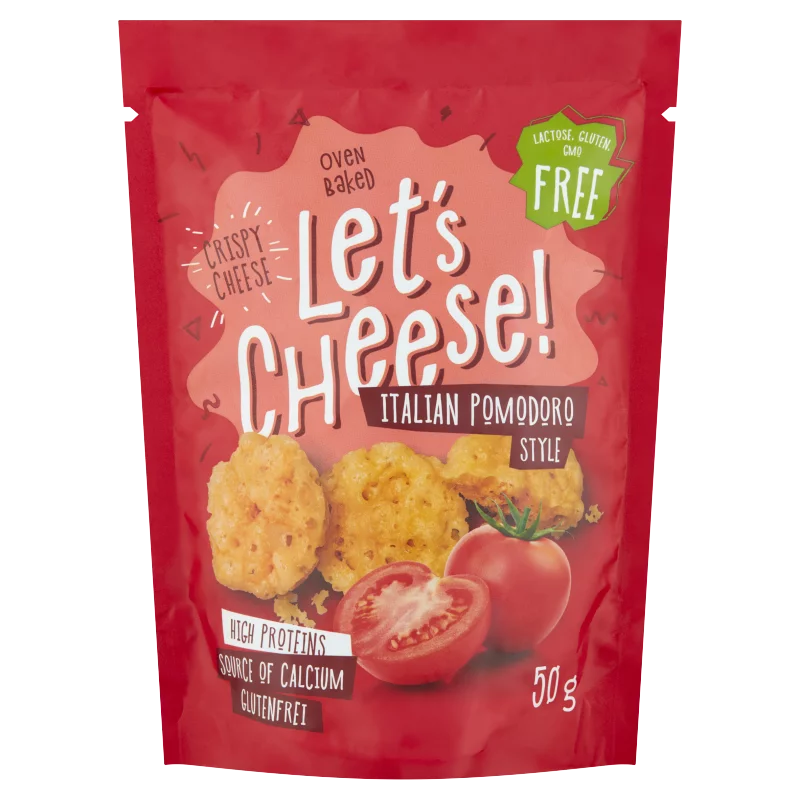 Let's Cheese ropogós, sült sajt snack paradicsomos ízben 50 g