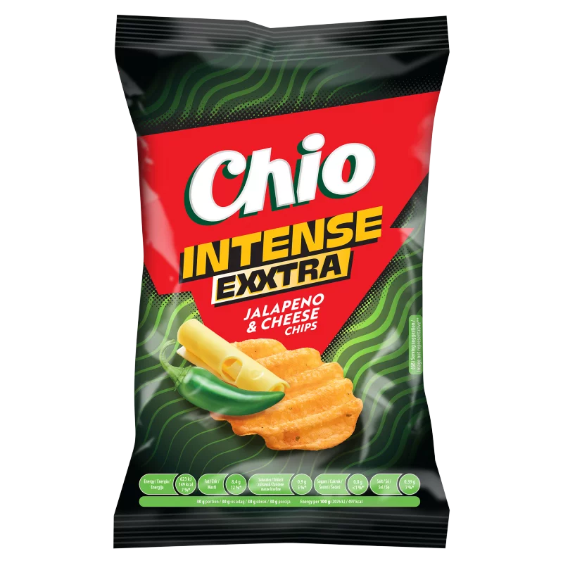 Chio Exxtra Intense sajt és jalapeño chilli ízű burgonyachips 55 g