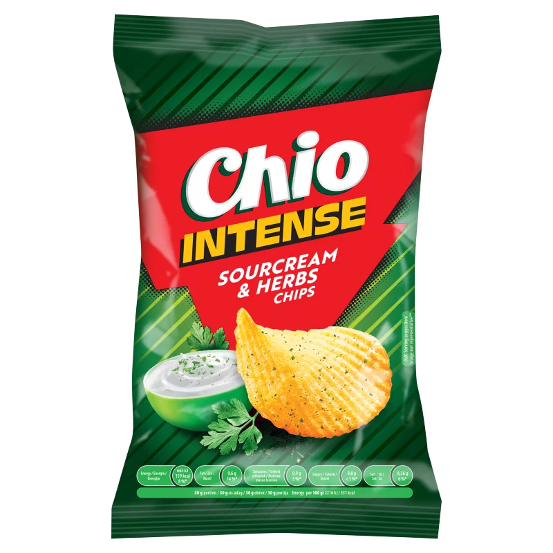 Chio Intense tejfölös és zöldfűszeres ízű burgonyachips 55 g