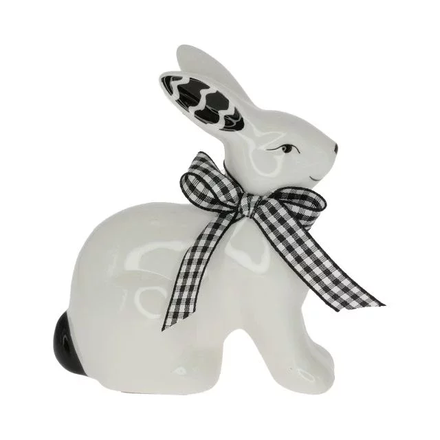 Nyúl nyakában szalaggal porcelán 9,8x4,8x11,2cm