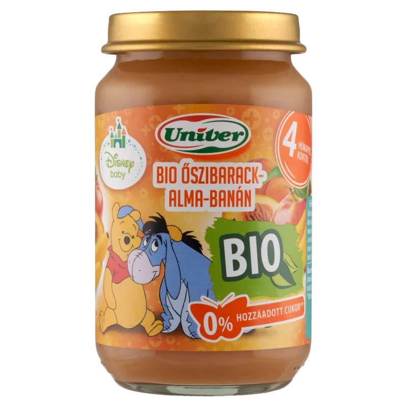 Univer bio őszibarack-alma-banán bébidesszert 4 hónapos kortól 163 g