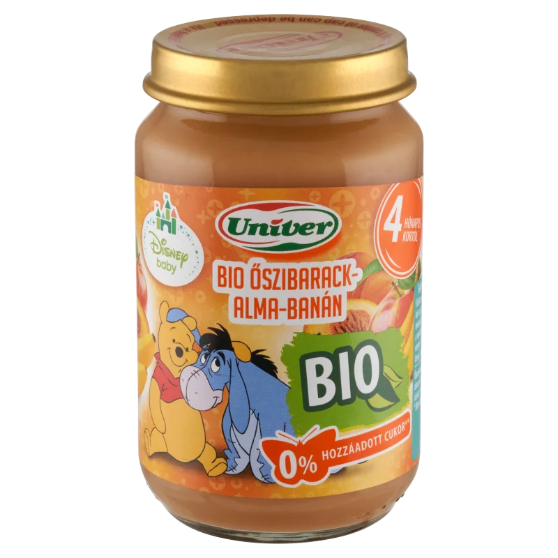 Univer bio őszibarack-alma-banán bébidesszert 4 hónapos kortól 163 g