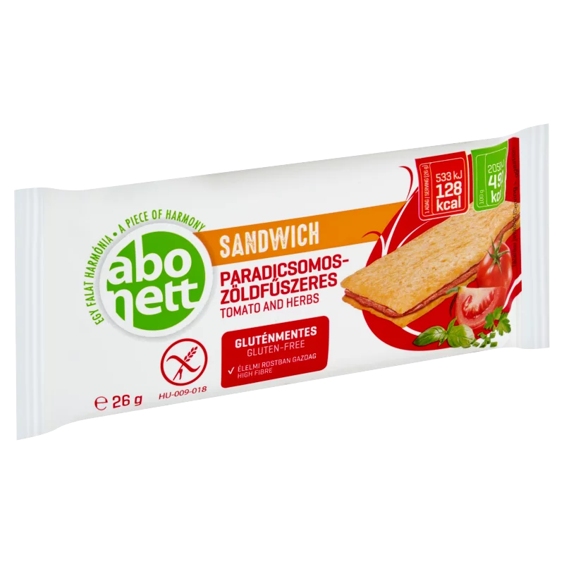 Abonett gluténmentes paradicsomos-zöldfűszeres szendvics 26 g 