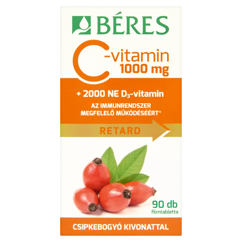 Béres C-vitamin 1000 mg retard filmtabletta csipkebogyó kivonattal 90 db 128 g