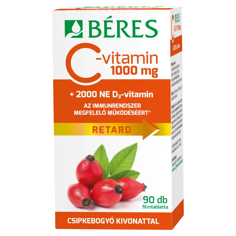 Béres C-vitamin 1000 mg retard filmtabletta csipkebogyó kivonattal 90 db 128 g