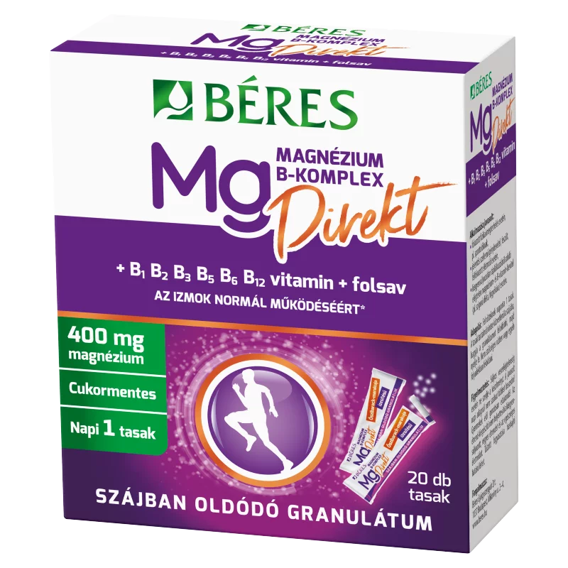 Béres Magnézium B-Komplex Direkt szájban oldódó étrend-kiegészítő granulátum 20 db 50 g
