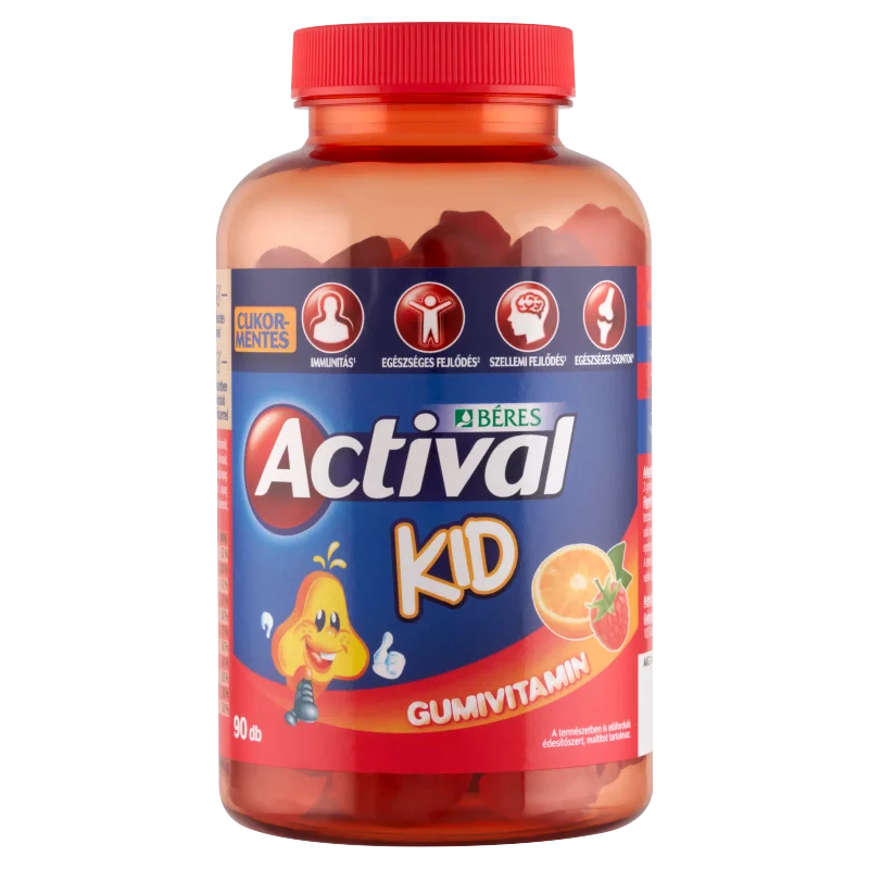 Béres Actival Kid cukormentes gumitabletta étrend-kiegészítő multivitamin 90 x 3 g (270 g)
