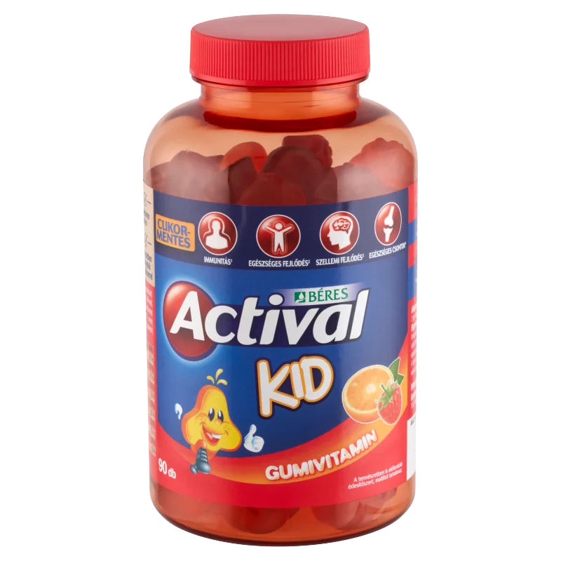 Béres Actival Kid cukormentes gumitabletta étrend-kiegészítő multivitamin 90 x 3 g (270 g)