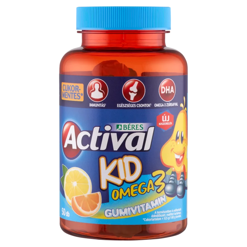 Béres Actival Kid Omega-3 Gumivitamin étrend-kiegészítő multivitamin gyermekek részére 50 x 3,11 g