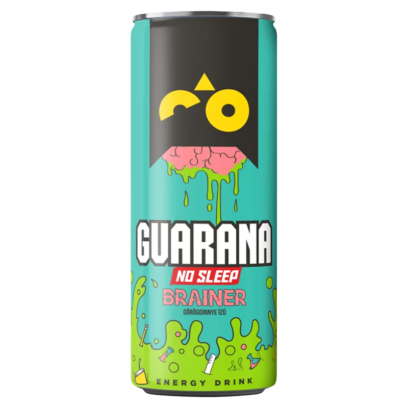 Guarana No Sleep Brainer görögdinnye ízű, szénsavas, alkoholmentes ital koffeinnel 250 ml